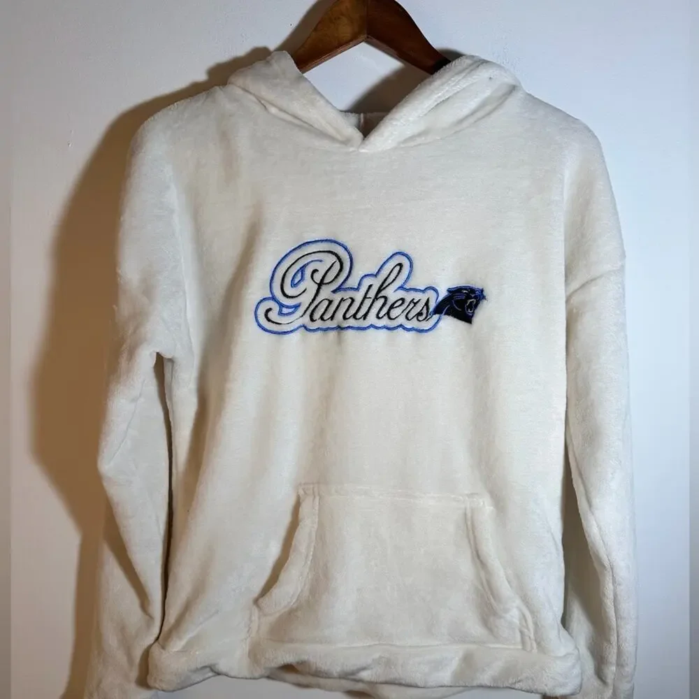 Women's WhiteTerry Cloth Panther’s Hoodie Sweater - Picture 1 of 4
